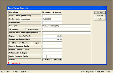 Caja y Tesorería - Consultas