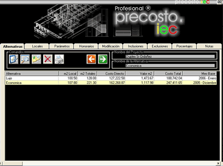 idec costo previo - Distintas alternativas de proyectos