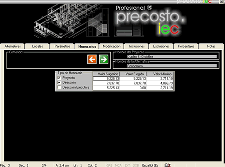 idec costo previo - Definición de honorarios del proyecto
